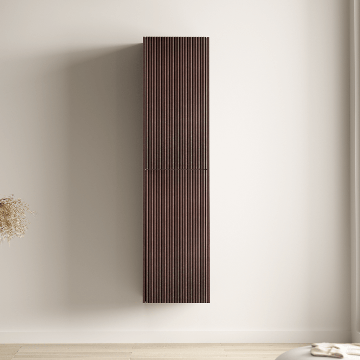 Badmeubelset TROPANI 60 cm - Walnoot - Ribbel front - Waskom Wit - lomazoo.com