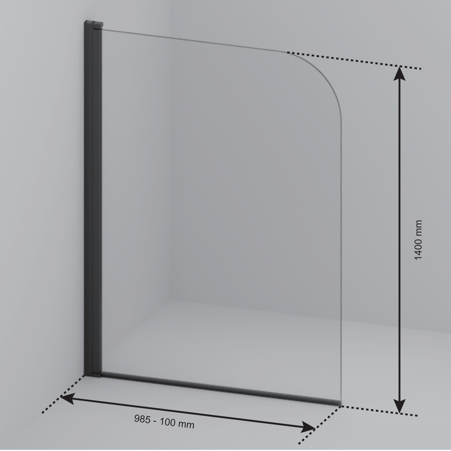 Badwand Palmas 100 x 140 cm - Zwart - Rookglas Nano Coating - lomazoo.com