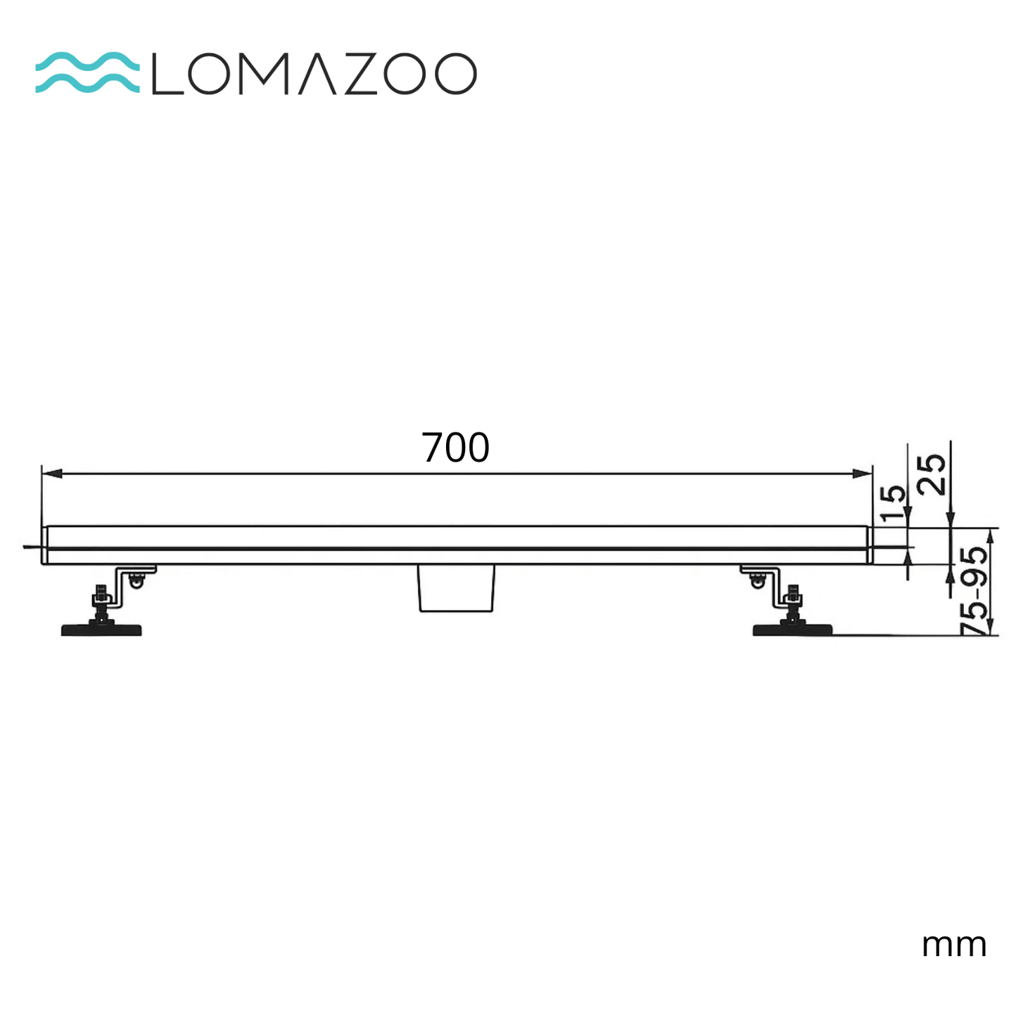 Douchegoot Cayma 70 cm - Matzwart - lomazoo.com