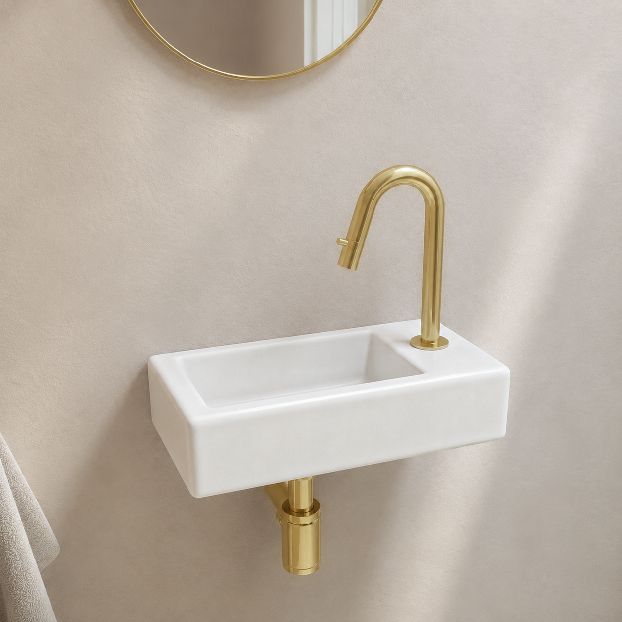 Robinet lave-mains blanc - trou de robinet à droite