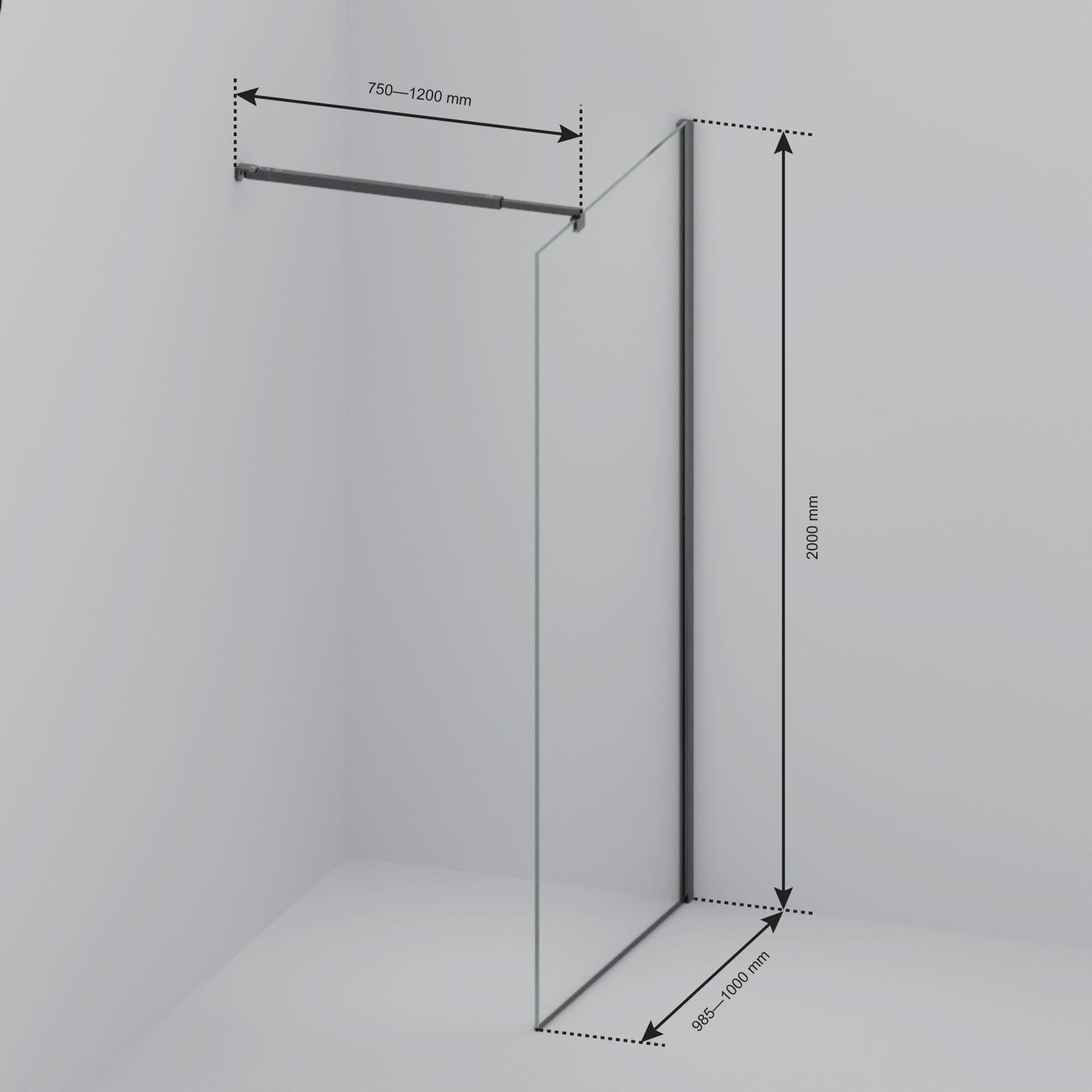 Inloopdouche Lima 100 x 200 cm - Zwart - Nano Coating - lomazoo.com