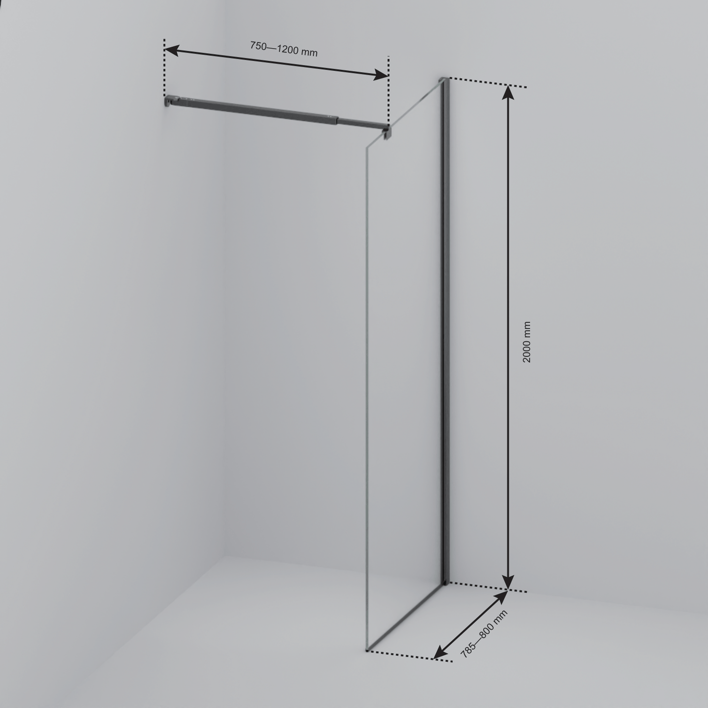 Inloopdouche Lima 80 x 200 cm - Zwart - Gerookt Glas Nano Coating - lomazoo.com