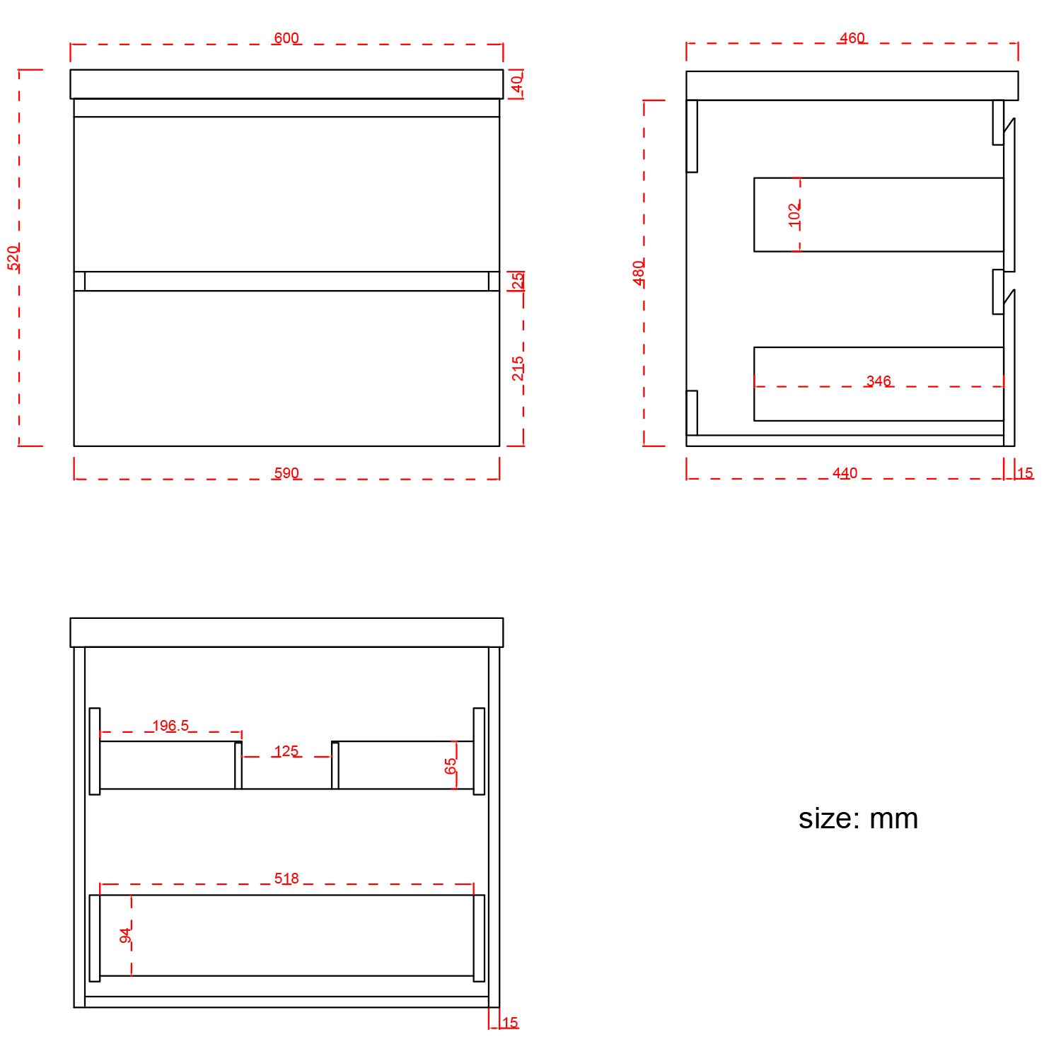 MONACO mat zwart - wastafel wit - 60cm - lomazoo.com