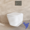 Hangtoilet met Inbouwreservoir - Vierkant Wit - Drukplaat Rond Gunmetal - Linea - lomazoo.com